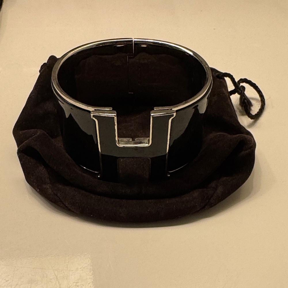 Hermes Black and Silver Women’s Cuff Bracelet